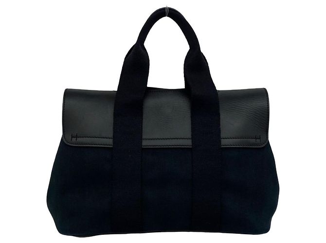 Hermès Borsa Tote Hermes Valparaiso PM Toile Chevron Nero - vista 3