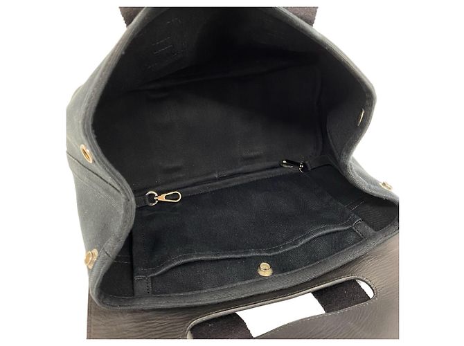 Hermès Borsa Tote Hermes Valparaiso PM Toile Chevron Nero - vista 9