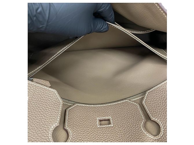 Hermès Borsa a mano Hermes Birkin 40 in pelle Togo Greige Etoupe Beige - vista 10