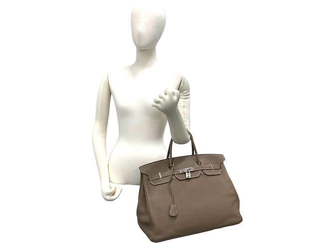 Hermès Borsa a mano Hermes Birkin 40 in pelle Togo Greige Etoupe Beige - vista 2