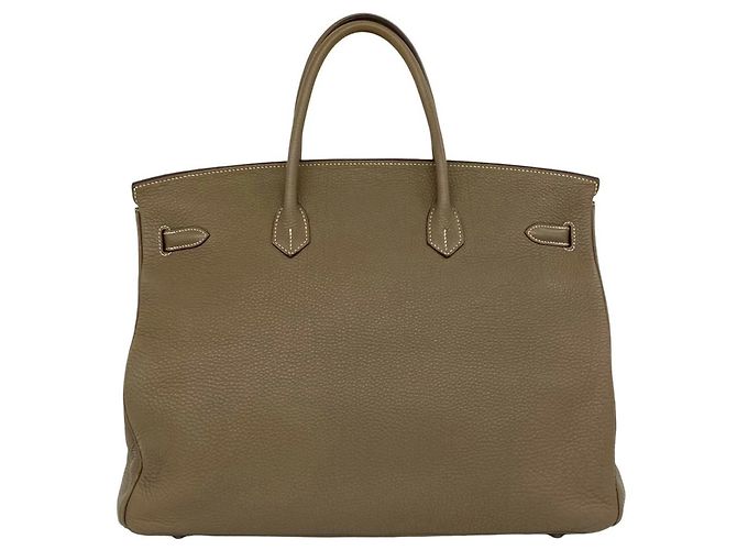 Hermès Borsa a mano Hermes Birkin 40 in pelle Togo Greige Etoupe Beige - vista 3