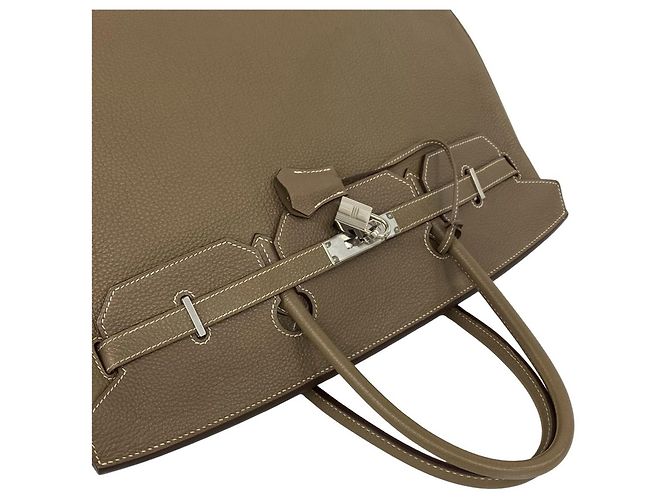 Hermès Borsa a mano Hermes Birkin 40 in pelle Togo Greige Etoupe Beige - vista 4