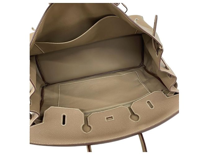 Hermès Borsa a mano Hermes Birkin 40 in pelle Togo Greige Etoupe Beige - vista 9