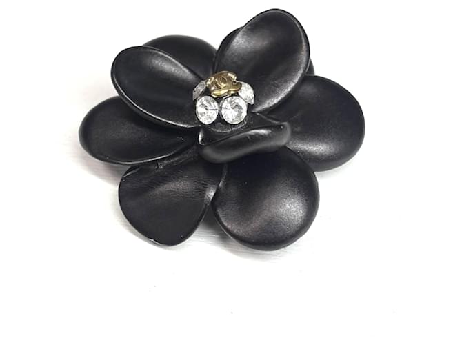Spilla Chanel Camelia nera con strass Nero - vista 3