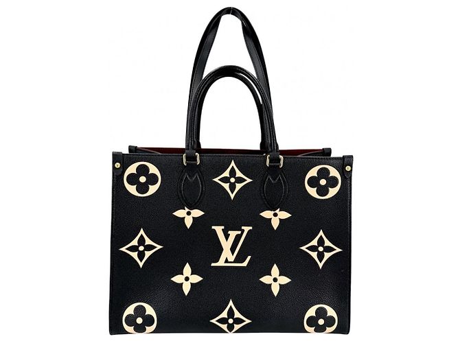 Borsa Louis Vuitton Monogram Empreinte OnTheGo MM Nero Beige - vista 2
