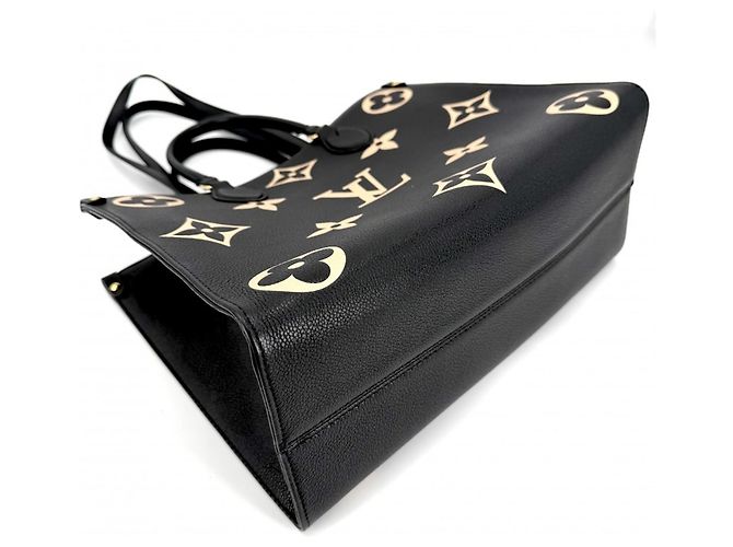 Borsa Louis Vuitton Monogram Empreinte OnTheGo MM Nero Beige - vista 3
