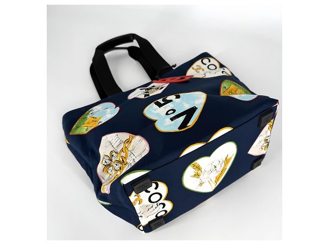 Borsa Tote Chanel in tela blu navy - vista 3