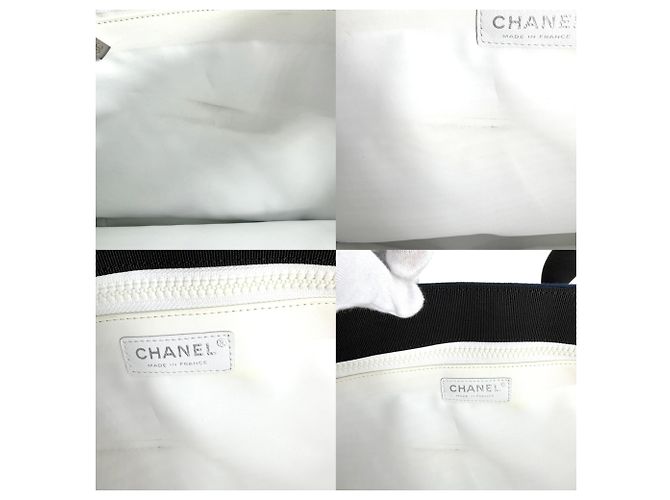 Borsa Tote Chanel in tela blu navy - vista 7