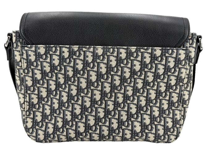 Borsa Messenger Christian Dior Oblique Saddle Flap da Uomo Nero Beige - vista 2