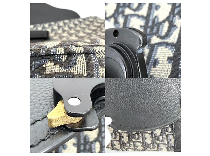 Borsa Messenger Christian Dior Oblique Saddle Flap da Uomo Nero Beige - vista 6