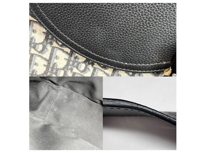 Borsa Messenger Christian Dior Oblique Saddle Flap da Uomo Nero Beige - vista 8