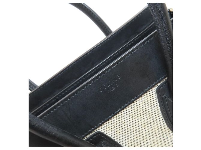 Céline Borsa a mano Celine Luggage Micro Nero Bianco Grigio - vista 10