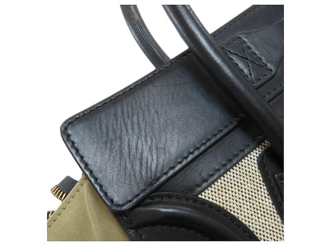 Céline Borsa a mano Celine Luggage Micro Nero Bianco Grigio - vista 12
