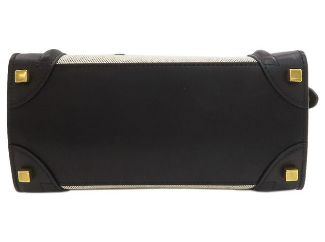 Céline Borsa a mano Celine Luggage Micro Nero Bianco Grigio - vista 4