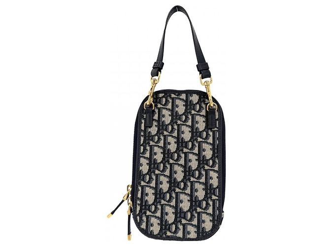 Borsa a tracolla Christian Dior Oblique 30 Montaigne Beige Blu navy - vista 2