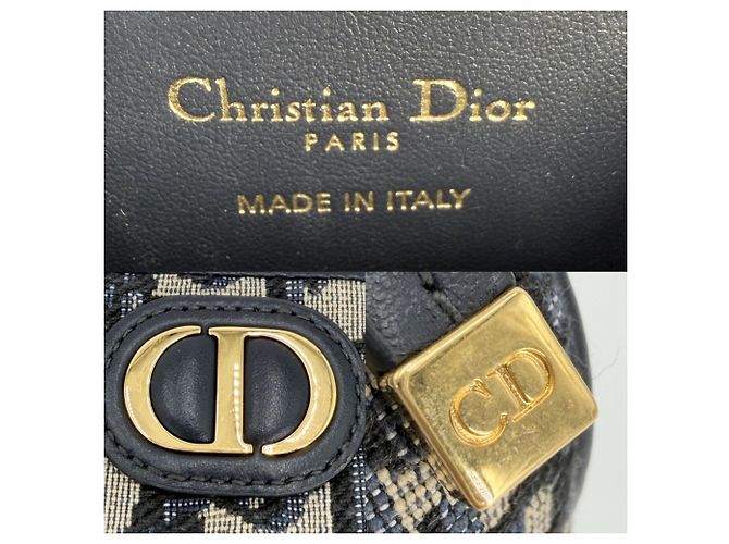 Borsa a tracolla Christian Dior Oblique 30 Montaigne Beige Blu navy - vista 5