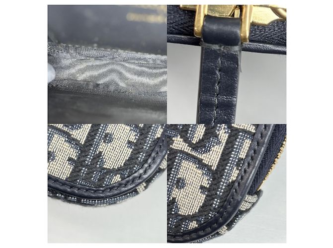 Borsa a tracolla Christian Dior Oblique 30 Montaigne Beige Blu navy - vista 6