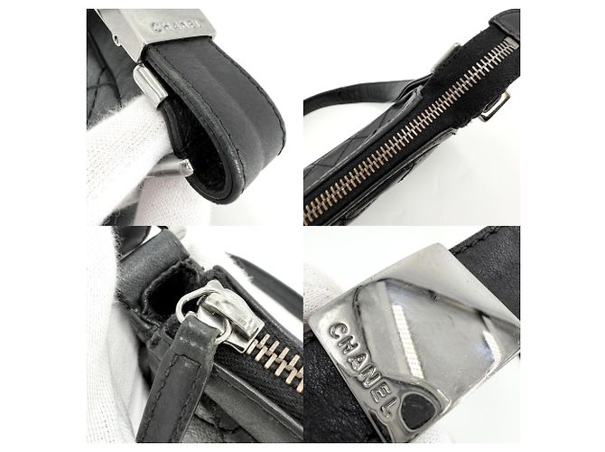 Borsa a tracolla Chanel in pelle matelassé nera Nero - vista 8