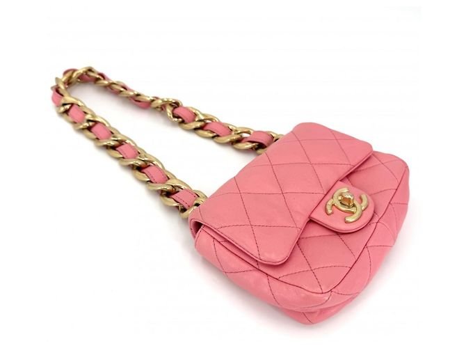 Borsa a tracolla Chanel Mini Matelassé con catena Rosa - vista 3