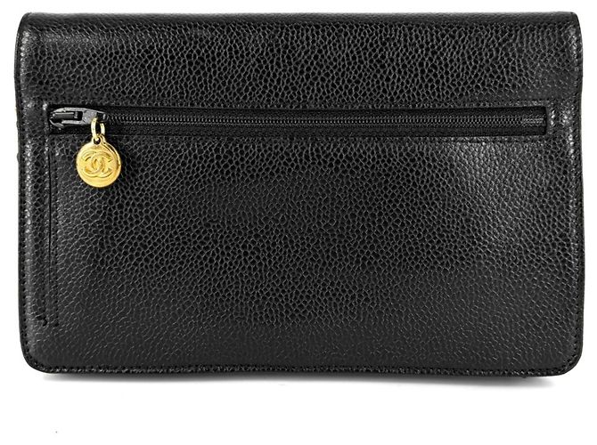 Portafoglio a catena/spalla Chanel Nero Bianco - vista 2