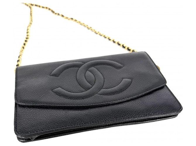 Portafoglio a catena/spalla Chanel Nero Bianco - vista 3