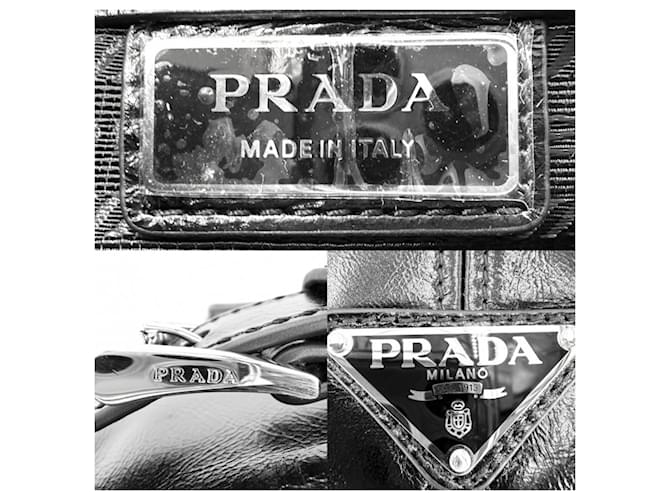 Borsa a tracolla Prada Triangle Logo Nero Bianco - vista 5