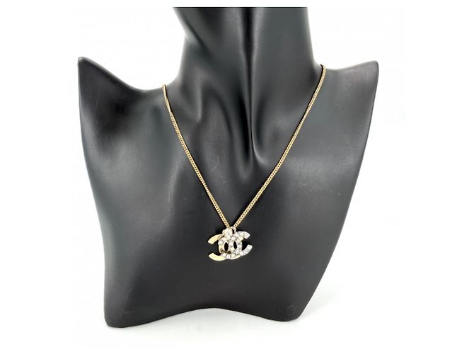 Colar Chanel de strass prateado Prata Branco - vista 3