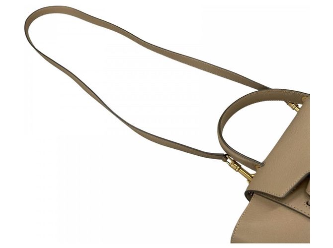 Céline Bolsa Celine em couro de bezerro grão Branco Bege Dourado - vista 10