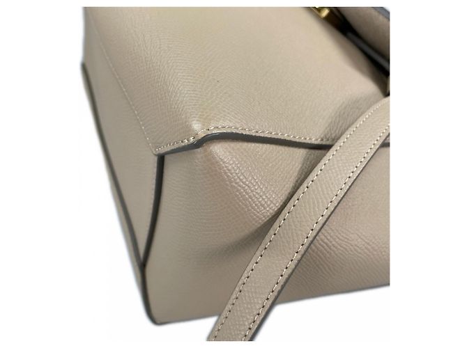 Céline Bolsa Celine em couro de bezerro grão Branco Bege Dourado - vista 12