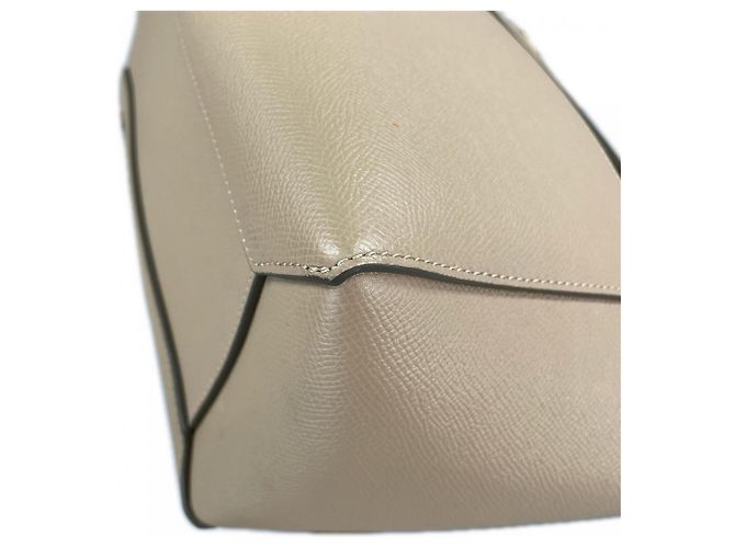 Céline Bolsa Celine em couro de bezerro grão Branco Bege Dourado - vista 14