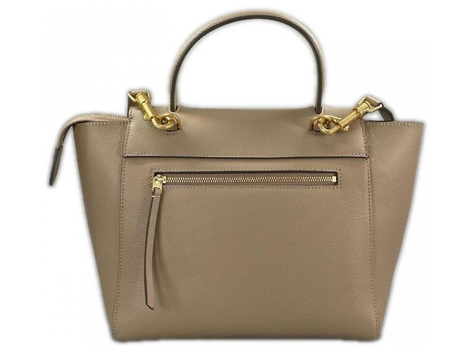 Céline Bolsa Celine em couro de bezerro grão Branco Bege Dourado - vista 2