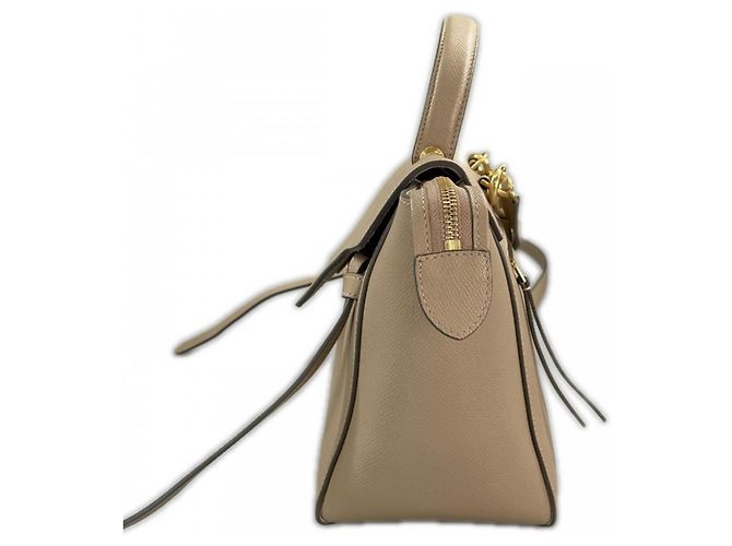 Céline Bolsa Celine em couro de bezerro grão Branco Bege Dourado - vista 3
