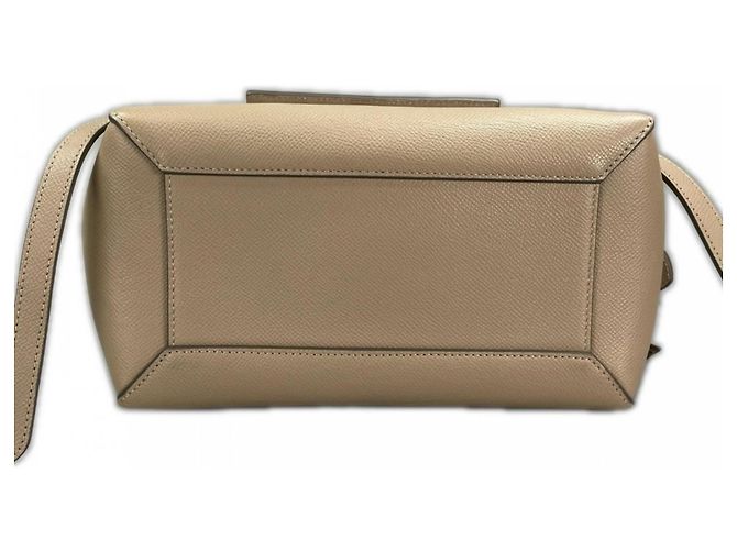 Céline Bolsa Celine em couro de bezerro grão Branco Bege Dourado - vista 4