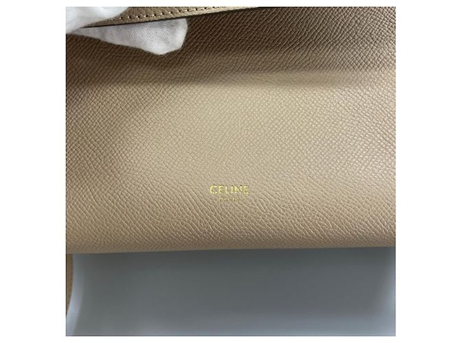 Céline Bolsa Celine em couro de bezerro grão Branco Bege Dourado - vista 6