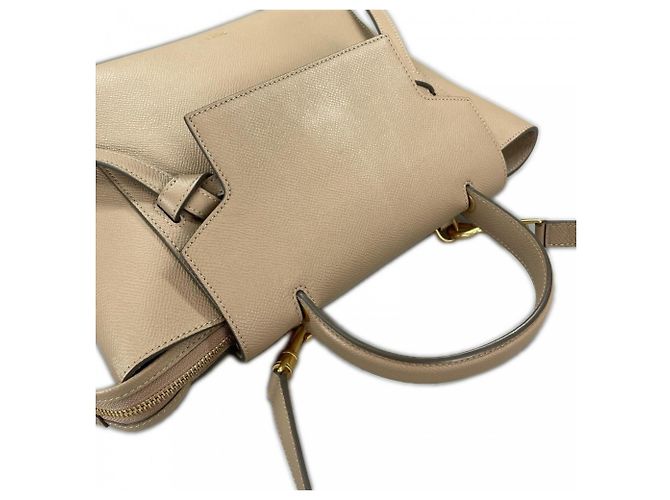 Céline Bolsa Celine em couro de bezerro grão Branco Bege Dourado - vista 8