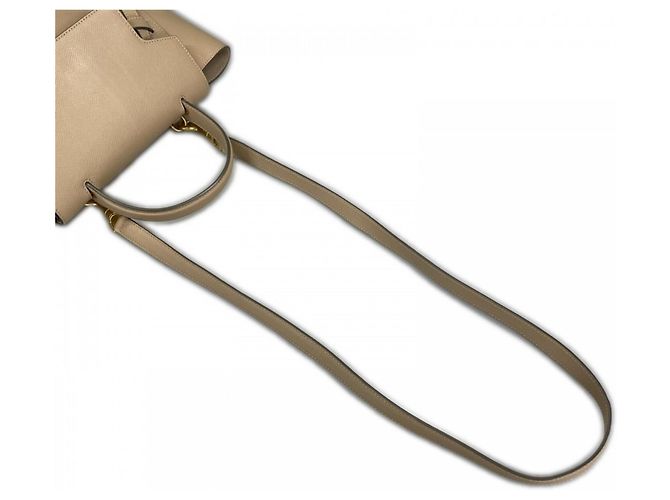 Céline Bolsa Celine em couro de bezerro grão Branco Bege Dourado - vista 9