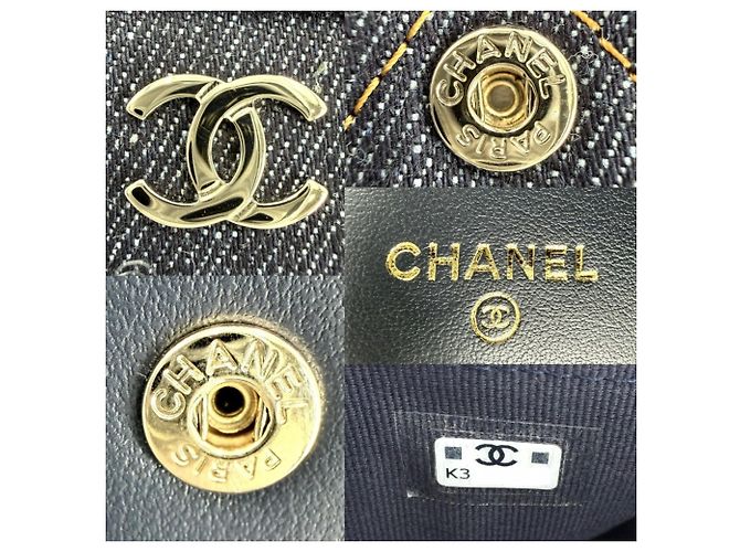 Portafoglio bi-fold Chanel in denim blu navy - vista 5