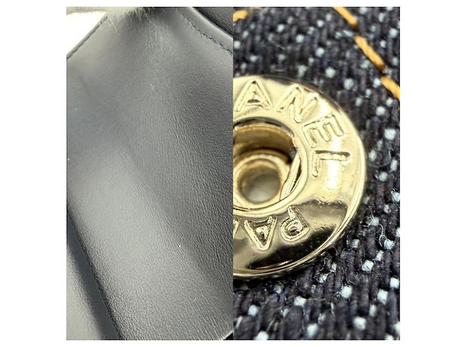 Portafoglio bi-fold Chanel in denim blu navy - vista 6