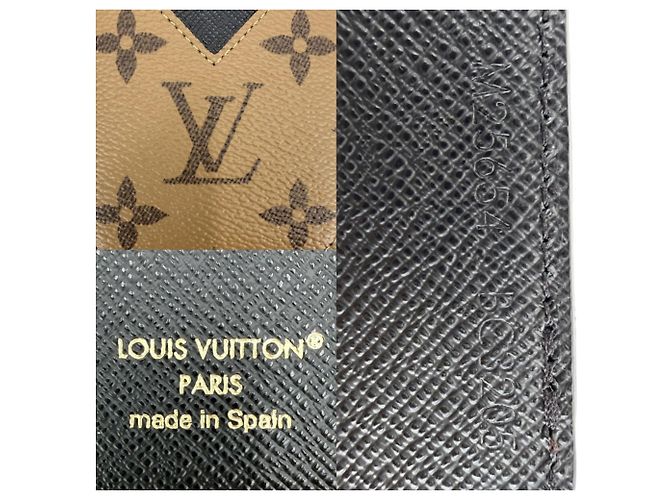 Portabiglietti da uomo Louis Vuitton Monogram Reverse Marrone Nero - vista 4