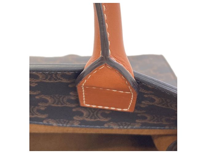 Céline Borsa Tote Vertical Cabas Triomphe 2-Way Celine Marrone - vista 8