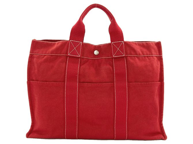 Hermès Borsa Tote Hermes Deauville Rosso - vista 2
