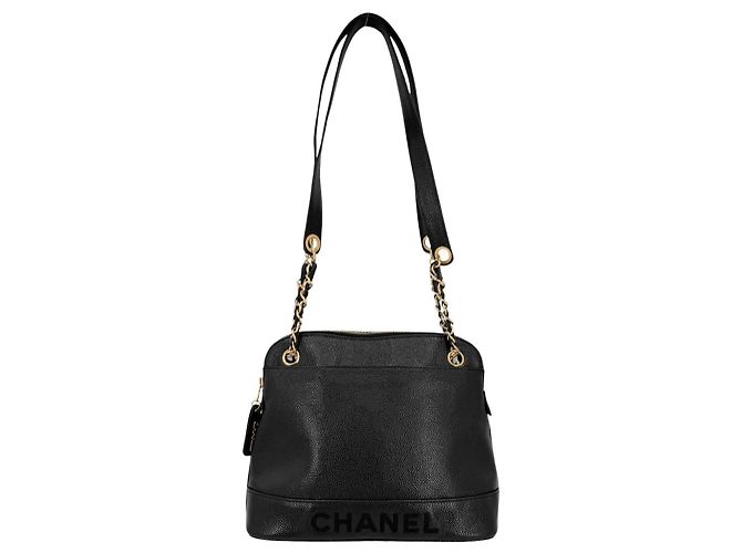Chanel Handtasche aus schwarzem genarbtem Kalbsleder - Ansicht 2