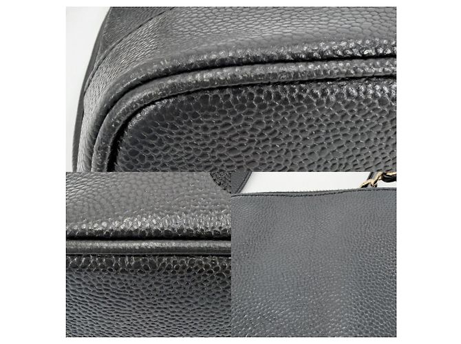 Chanel Handtasche aus schwarzem genarbtem Kalbsleder - Ansicht 6