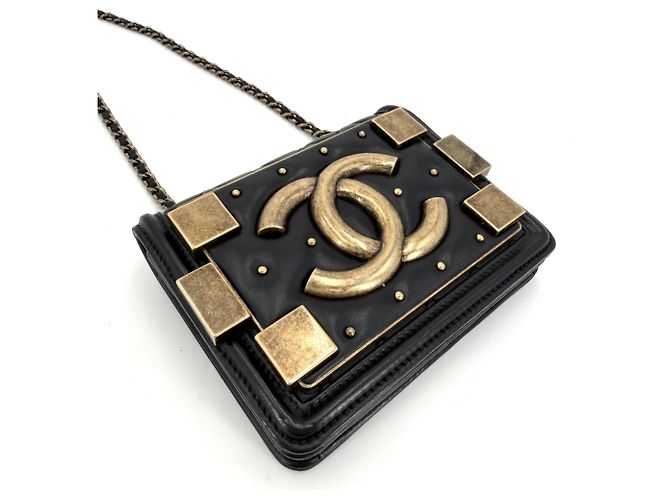 Borsa a tracolla Chanel Matelassé Boy Brick con catena Nero - vista 3