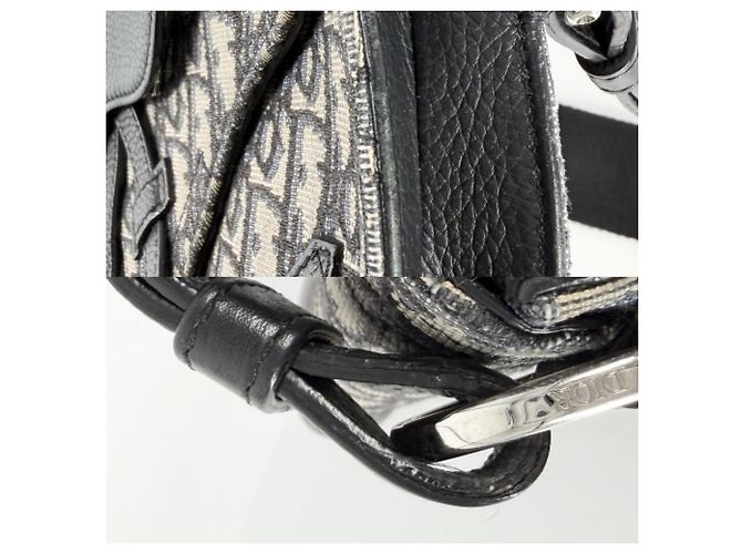 Borsa Saddle Trotter da Uomo Christian Dior Nero Bianco Beige - vista 8