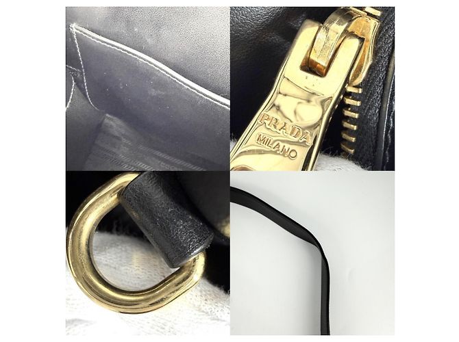 Borsa monocromatica Prada da donna con logo triangolare Nero - vista 7