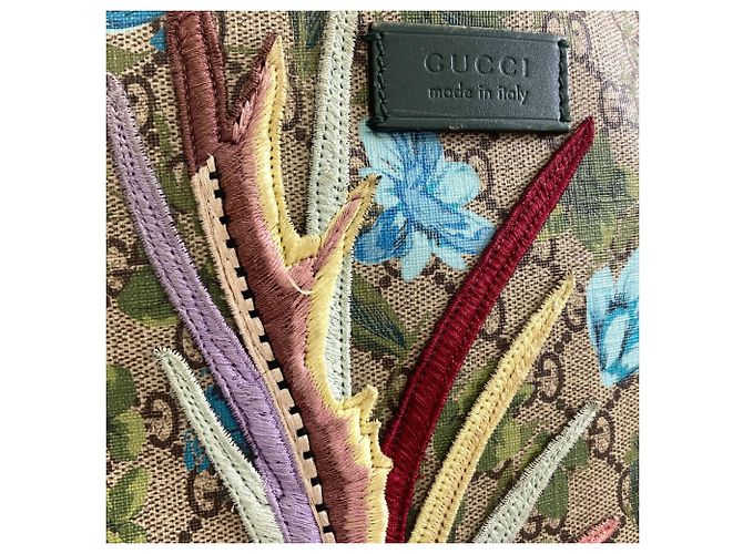 Zaino Gucci GG Blooms con ricamo a uccello Marrone - vista 11