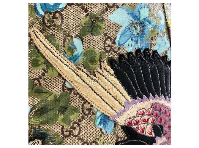 Zaino Gucci GG Blooms con ricamo a uccello Marrone - vista 12