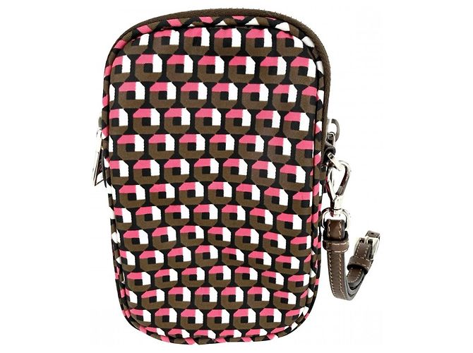 Borsa a tracolla Prada in nylon kaki e rosa Cachi - vista 2
