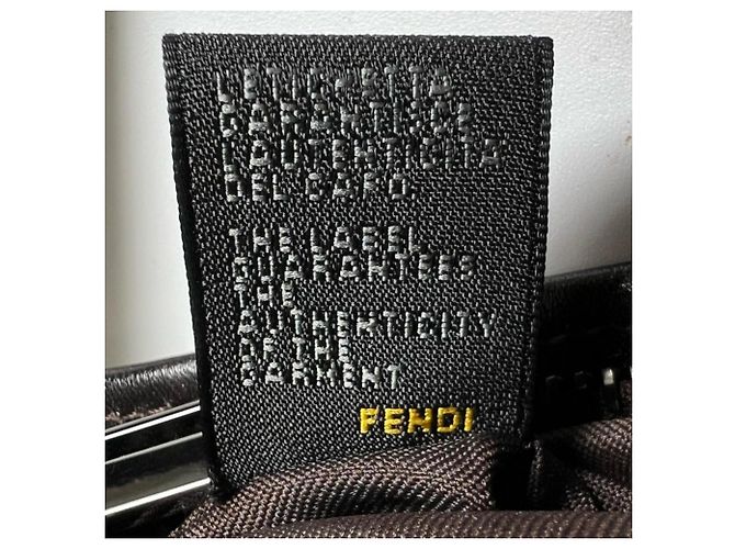 Borsa a tracolla Fendi in tela e pelle marrone - vista 14